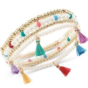 ON 34Th- NWT, multi beaded, pearl, gold beaded stretch bracelets, 4 bracelets